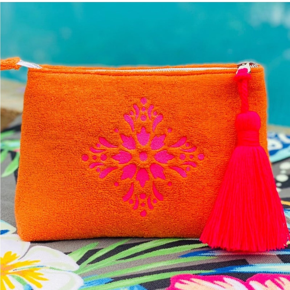 NWOT DLD Terry Cloth Beach Bag‎ Tan Orange